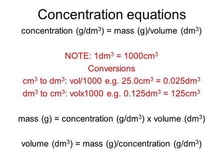 Concentration equations