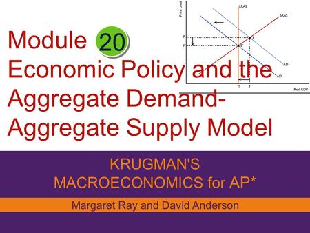 20 Module Economic Policy and the Aggregate Demand-Aggregate Supply Model odel KRUGMAN'S MACROECONOMICS for AP* Margaret Ray and David Anderson.