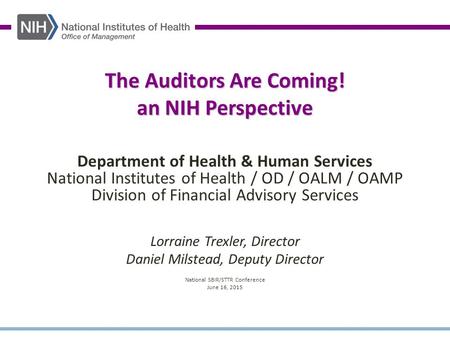 The Auditors Are Coming! an NIH Perspective