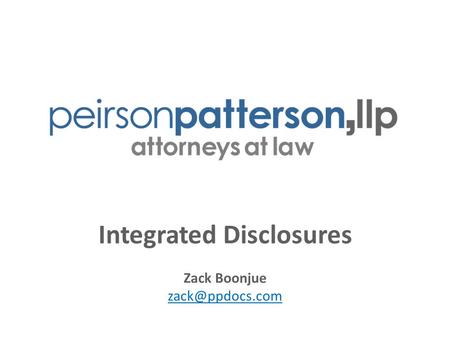 Integrated Disclosures Zack Boonjue