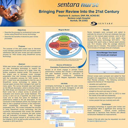 Abstract While peer review and self evaluation concepts are not new, leveraging technology to support the process was a new venture for a large, inner.