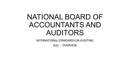 NATIONAL BOARD OF ACCOUNTANTS AND AUDITORS