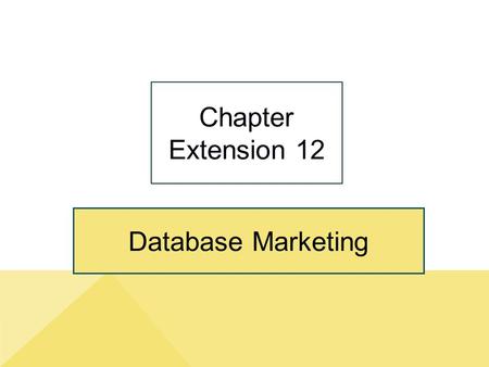 Chapter Extension 12 Database Marketing.