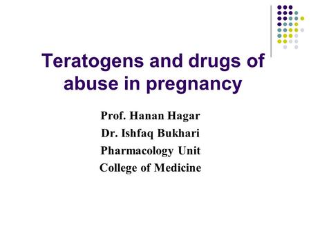 Teratogens and drugs of abuse in pregnancy