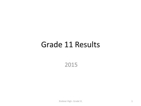 Grade 11 Results 2015 1Brebner High - Grade 11. Percentage pass and fail Term 1 2Brebner High - Grade 11.