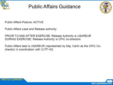 Public Affairs Guidance