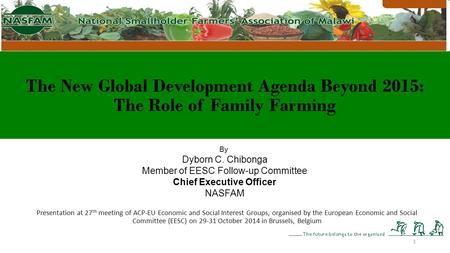 The New Global Development Agenda Beyond 2015: The Role of Family Farming Presentation at 27 th meeting of ACP-EU Economic and Social Interest Groups,