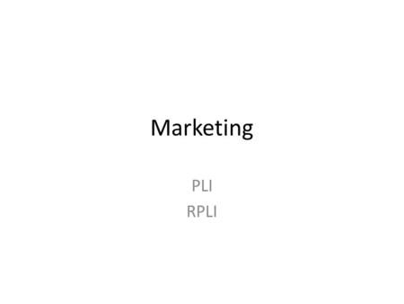 Marketing PLI RPLI.