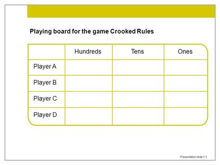 Playing board for the game Crooked Rules
