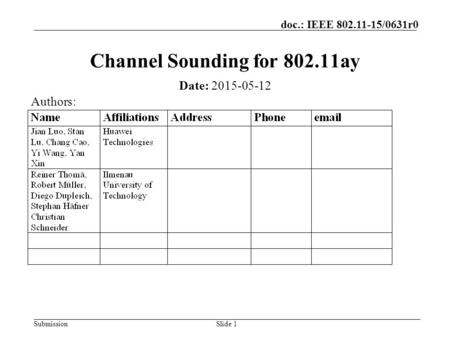 Channel Sounding for ay