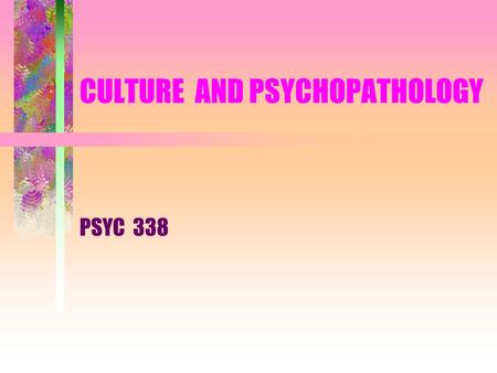 CULTURE AND PSYCHOPATHOLOGY PSYC 338. Case Study Mr. and Mrs. Gomes, a first-generation Portuguese American couple brought their 20-month-old son John.