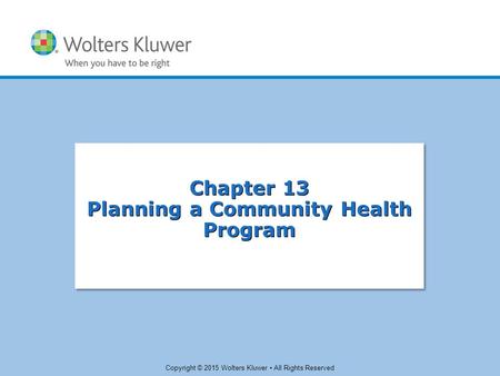 Planning a Community Health Program