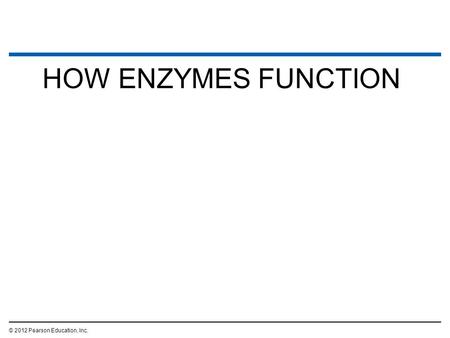 HOW ENZYMES FUNCTION © 2012 Pearson Education, Inc.