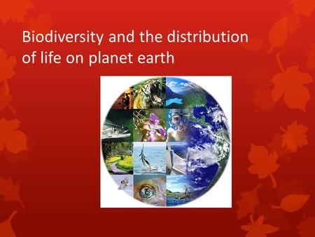 Biodiversity and the distribution of life on planet earth.