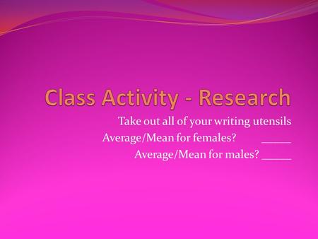 Class Activity - Research