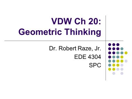 VDW Ch 20: Geometric Thinking