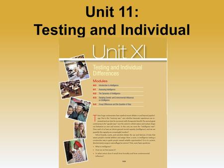 Unit 11: Testing and Individual Differences