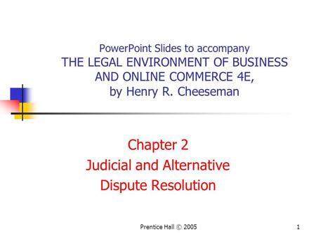 Chapter 2 Judicial and Alternative Dispute Resolution