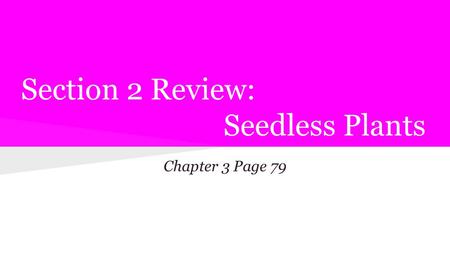 Section 2 Review: Seedless Plants