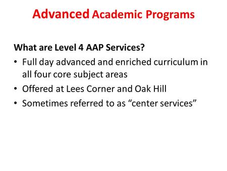 Advanced Academic Programs