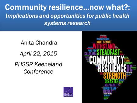 Anita Chandra April 22, 2015 PHSSR Keeneland Conference