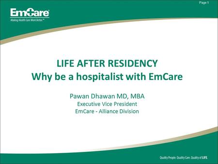 Why be a hospitalist with EmCare