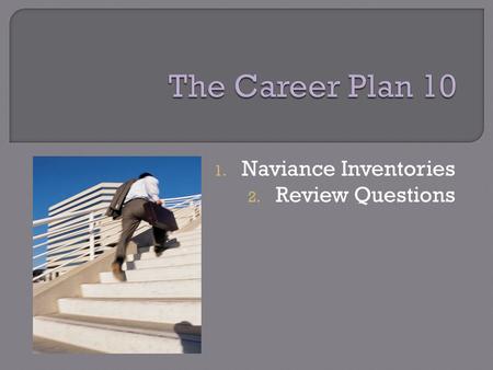 1. Naviance Inventories 2. Review Questions.  Complete 3 Naviance surveys Strengths Explorer - help uncover your talents and reveal your potential strengths.