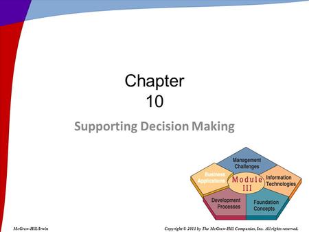 Supporting Decision Making Chapter 10 McGraw-Hill/IrwinCopyright © 2011 by The McGraw-Hill Companies, Inc. All rights reserved.