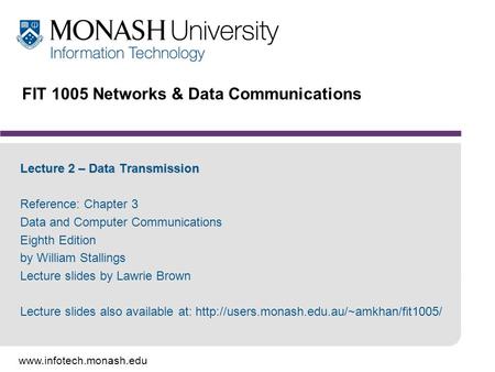 FIT 1005 Networks & Data Communications