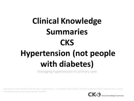Managing hypertension in primary care