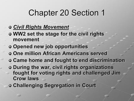 Chapter 20 Section 1 Civil Rights Movement