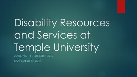 Disability Resources and Services at Temple University