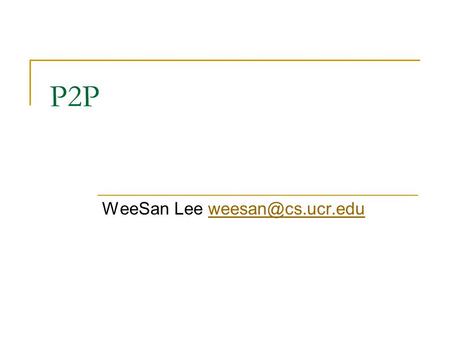 P2P WeeSan Lee