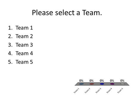 Please select a Team. 1.Team 1 2.Team 2 3.Team 3 4.Team 4 5.Team 5.