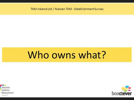 Who owns what? TAM Ireland Ltd / Nielsen TAM - Establishment Survey.