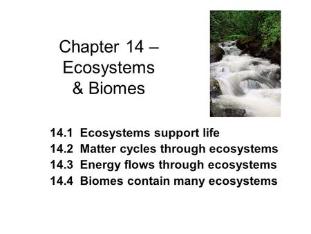 Chapter 14 – Ecosystems & Biomes