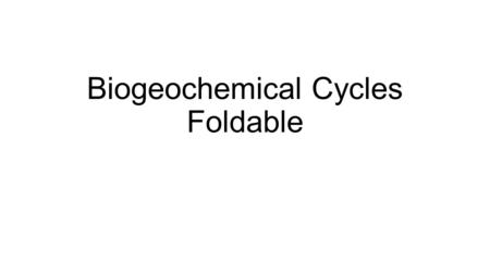 Biogeochemical Cycles Foldable