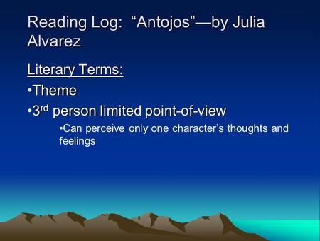 Reading Log: “Antojos”—by Julia Alvarez
