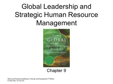 Global Leadership and Strategic Human Resource Management