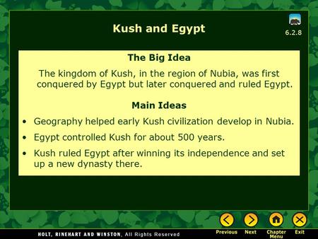 Kush and Egypt The Big Idea