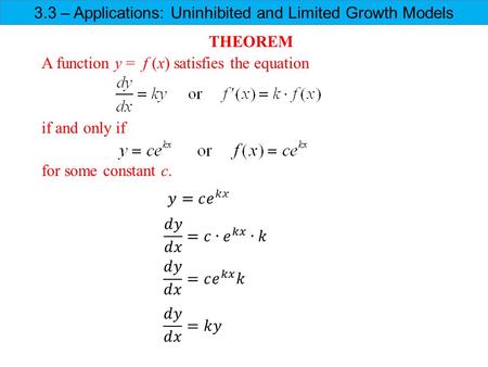 3.3 – Applications: Uninhibited and Limited Growth Models