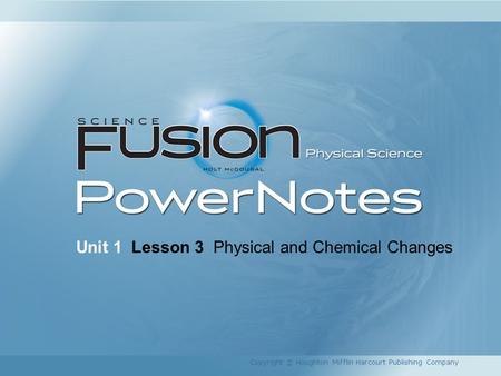 Unit 1 Lesson 3 Physical and Chemical Changes