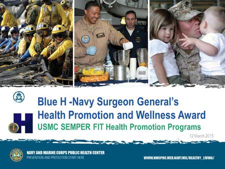 Blue H -Navy Surgeon General’s Health Promotion and Wellness Award USMC SEMPER FIT Health Promotion Programs 12 March 2015.