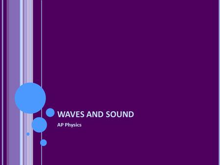 WAVES AND SOUND AP Physics. WAVES A Mechanical Wave is a disturbance which propagates through a medium with little or no net displacement of the particles.
