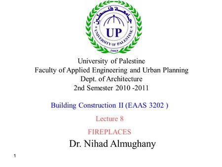 111 Dr. Nihad Almughany University of Palestine Faculty of Applied Engineering and Urban Planning Dept. of Architecture 2nd Semester 2010 -2011 Building.
