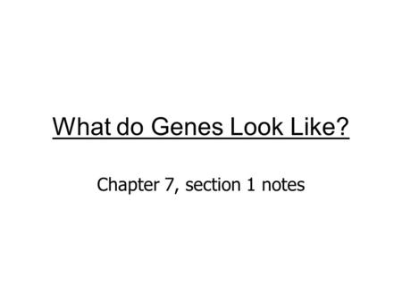 What do Genes Look Like? Chapter 7, section 1 notes.