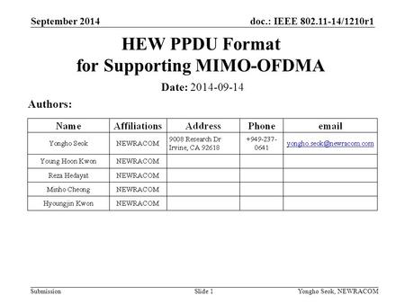 HEW PPDU Format for Supporting MIMO-OFDMA