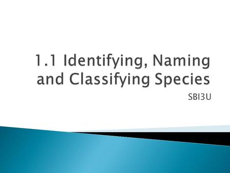 1.1 Identifying, Naming and Classifying Species