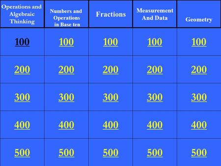 Operations and Algebraic Thinking Numbers and Operations in Base ten