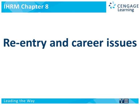 International Human Resource Management Re-entry and career issues